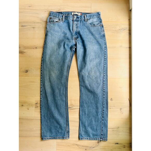 Levi's 505 Denim Jeans Size Waist 35 Classic Loose Fit Baggy Medium Wash - Picture 3 of 14